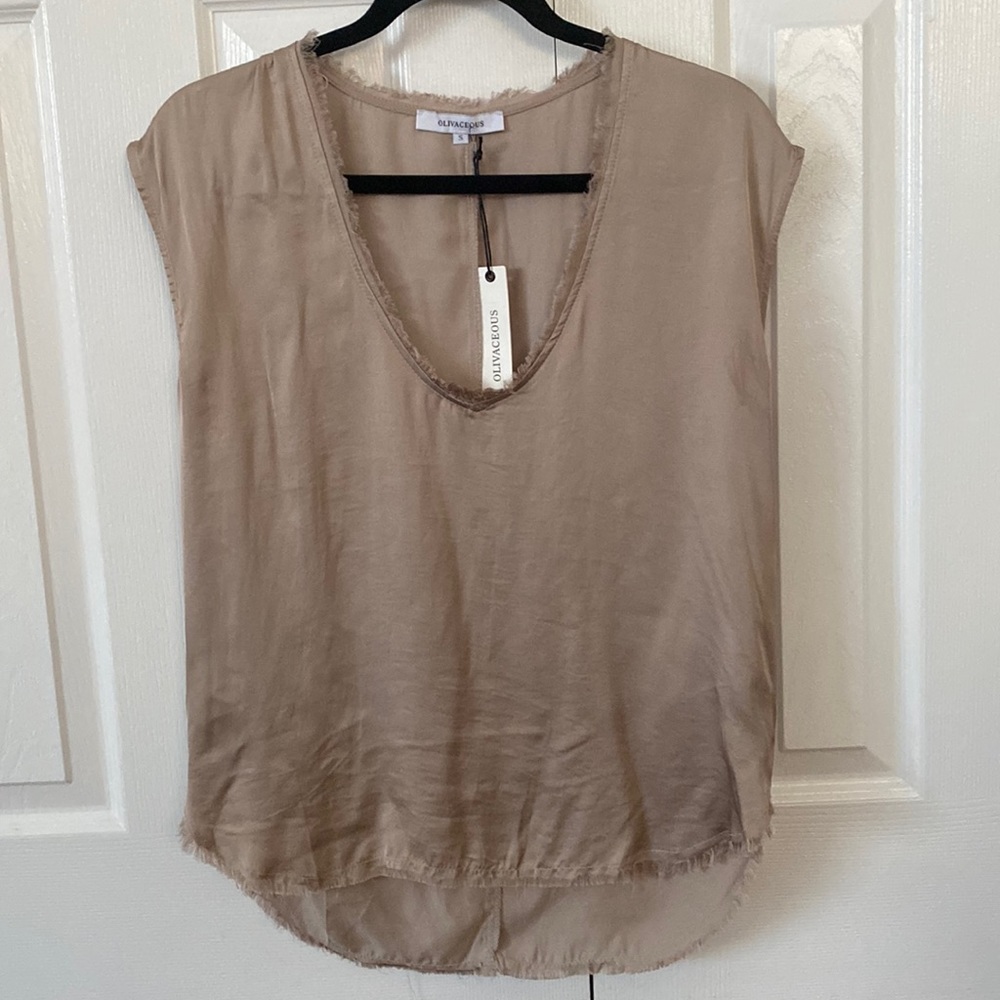 Olivaceous Satin Muscle Tank Champagne sz Small